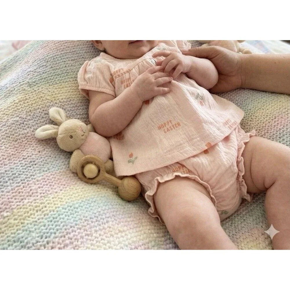 NWT Carter's Child of Mine Baby Girl Hoppy Easter 2pc Set 0-3M Pink Tulip Outfit